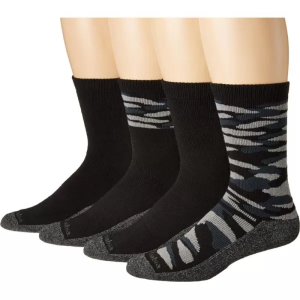 Columbia Mens Moisture Control Crew Socks 4PackBlack CamoSolids