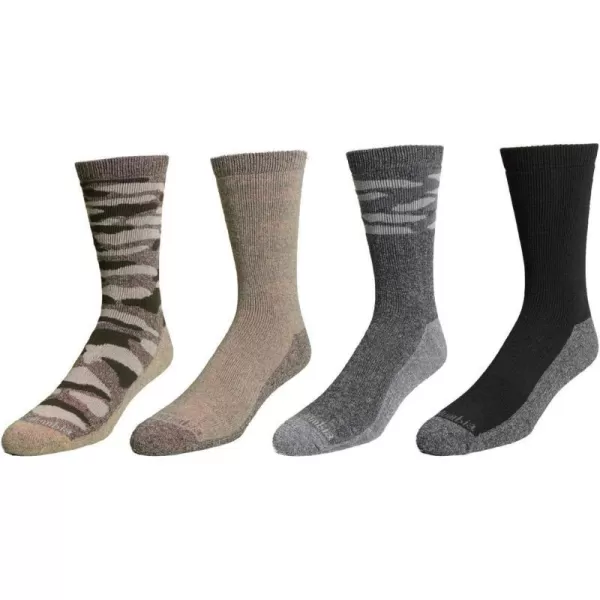 Columbia Mens Moisture Control Crew Socks 4PackBrownKhakiCharcoalBlack