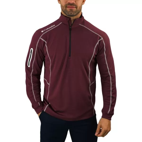 Columbia Mens OmniWick Shotgun Long Sleeve 14 Zip PulloverDeep Maroon