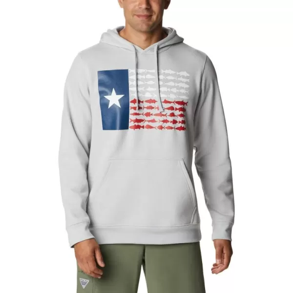 Columbia Mens PFG Fish Flag Ii HoodieCool GreyTexas