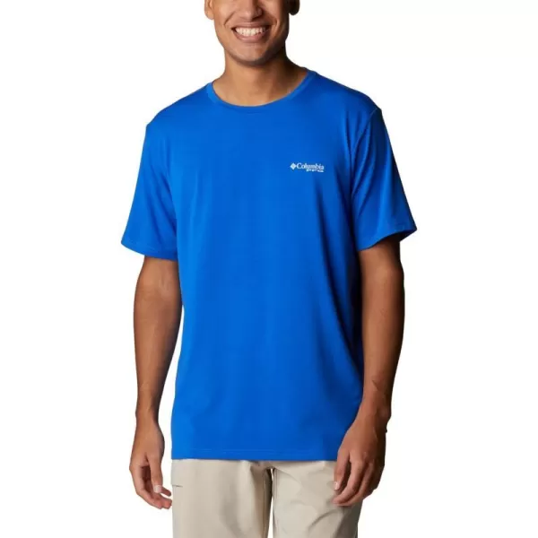 Columbia Mens PFG Fish Flag Tech Tee SsBlue MacawCompass Blue Gradient