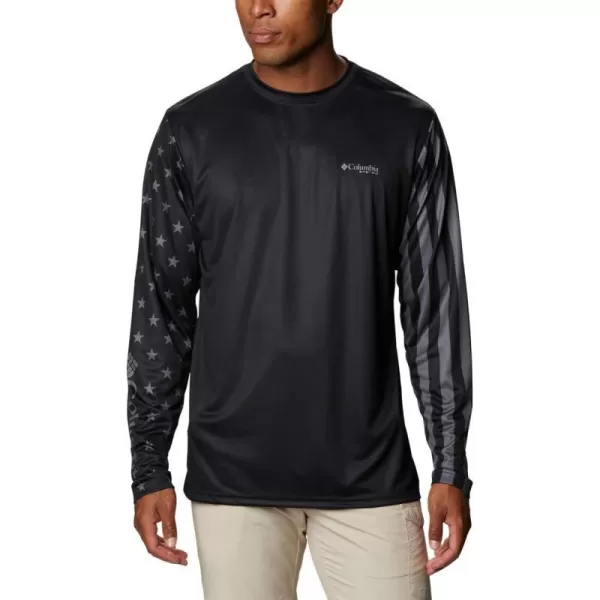 Columbia Mens PFG Terminal Tackle Global Compass Long Sleeve Sun ProtectionBlack City Grey