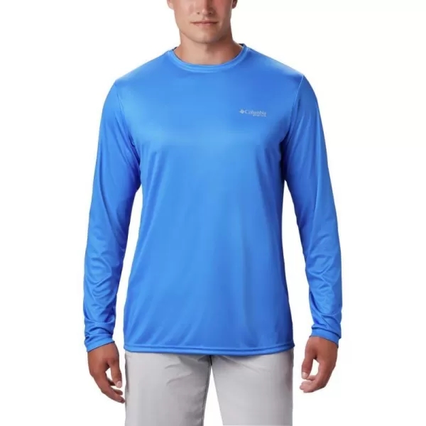 Columbia Mens PFG Terminal Tackle Global Compass Long Sleeve Sun ProtectionVivid BlueBright Nectar