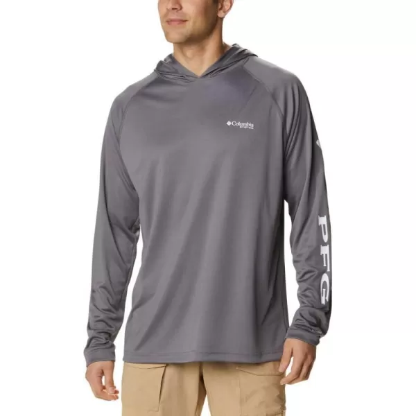 Columbia Mens PFG Terminal Tackle HoodieCity GreyWhite Logo