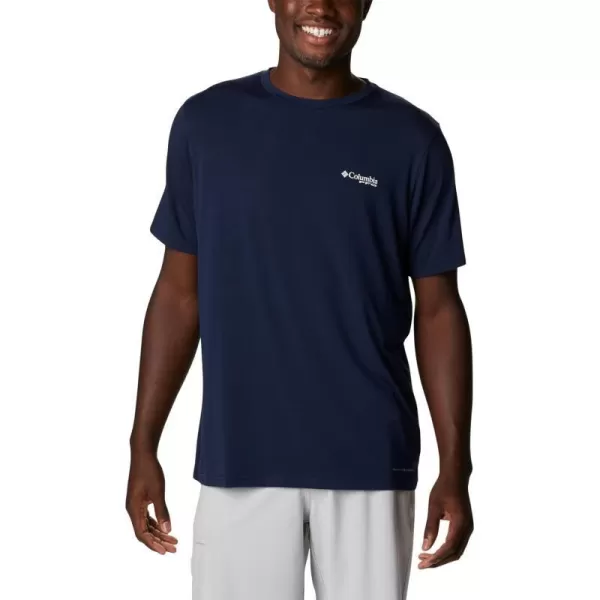 Columbia Mens PFG Triangle Fill Tech Tee Short SleeveCollegiate NavyRed Spark Kona