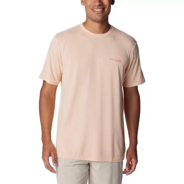 Columbia Mens PFG Uncharted Tech Tee Short SleevePeach Fizz Easy Breezy