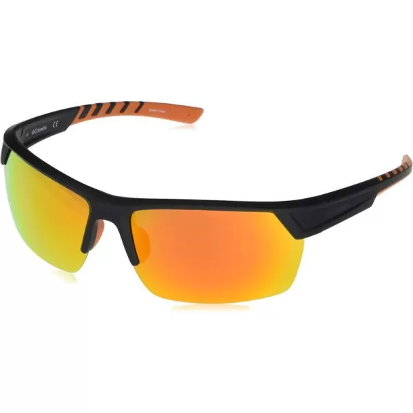 Columbia Mens Peak Racer Rectangular SunglassesMatte BlackOrange Polarized