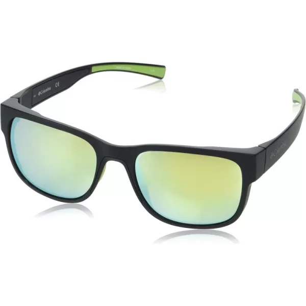 Columbia Mens Penns Creek Rectangular SunglassesMatte BlackYellow