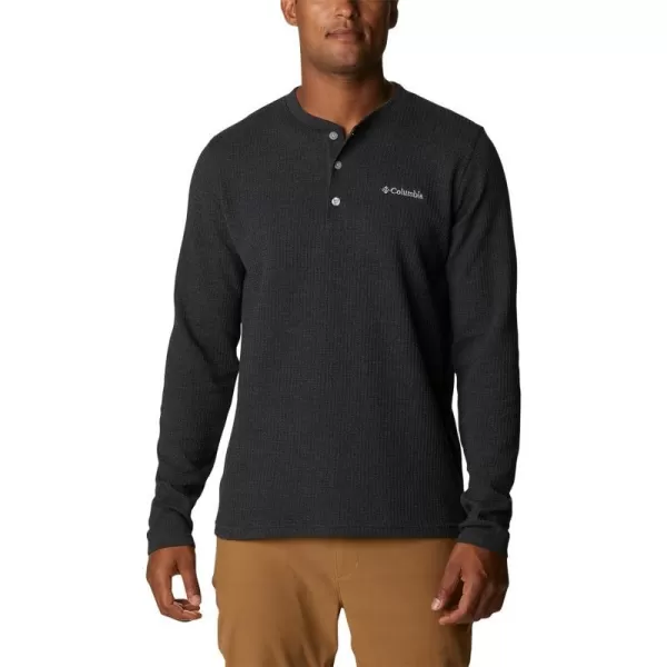 Columbia Mens Pine Peak Waffle Long Sleeve HenleyBlack Heather