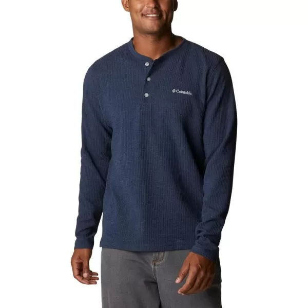 Columbia Mens Pine Peak Waffle Long Sleeve HenleyCollegiate Navy Heather