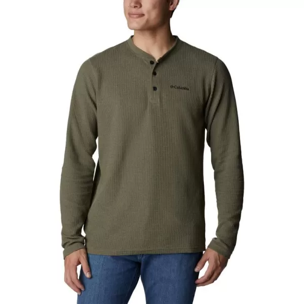 Columbia Mens Pine Peak Waffle Long Sleeve HenleyStone Green Heather