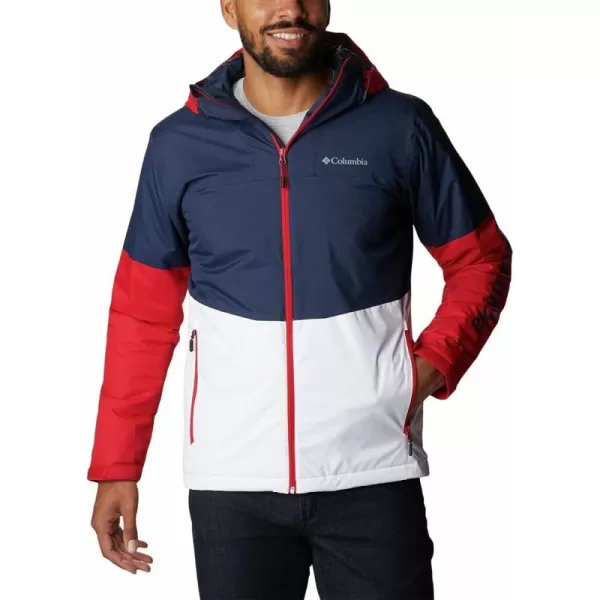 Columbia Mens Point Park Insulated JacketCollegiate NavyWhiteMountain Red