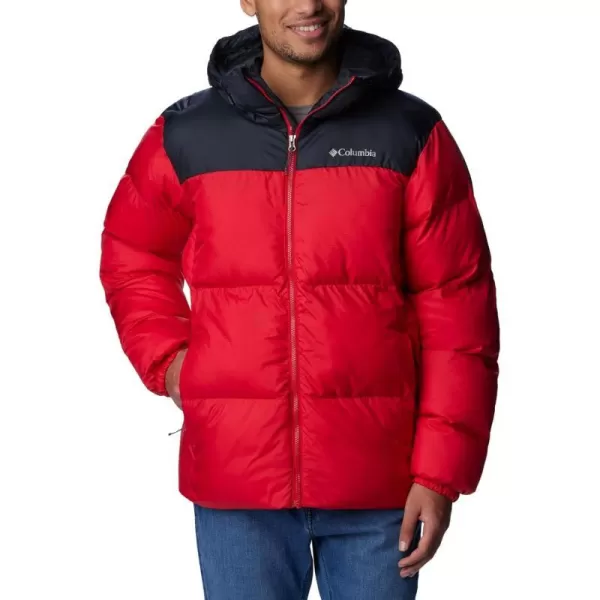 Columbia Mens Puffect Hooded JacketMountain Red Black