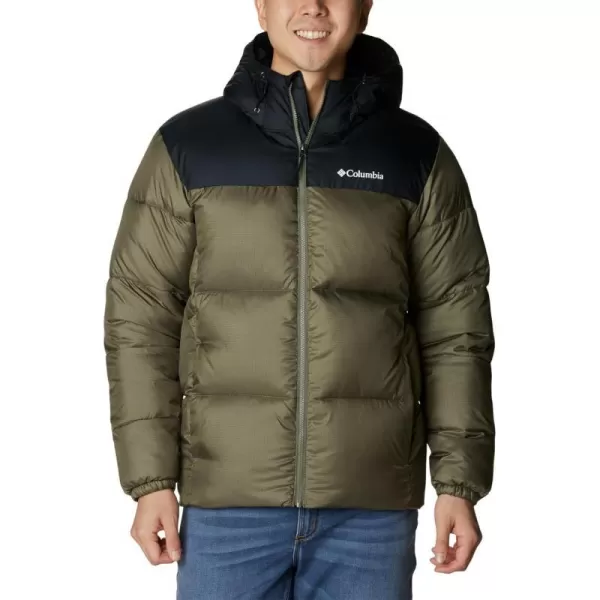 Columbia Mens Puffect Hooded JacketStone Green Black