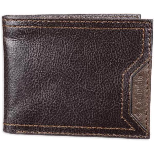 Columbia Mens RFID Passcase WalletBrown Leather