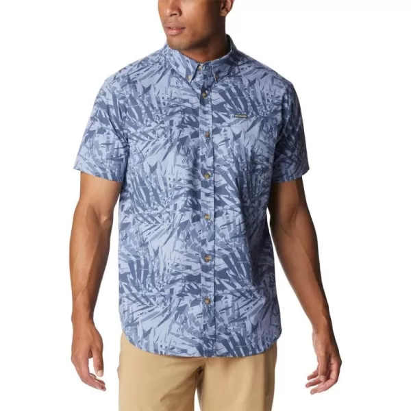 Columbia Mens Rapid Rivers Printed Short Sleeve ShirtBluestone Dye Palms