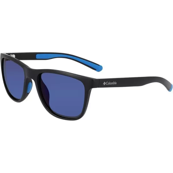 Columbia Mens River Chill Square SunglassesMatte Black amp BlueBlue Mirror Lens