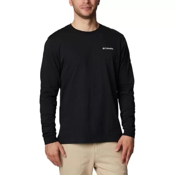 Columbia Mens Rockaway River Graphic Long Sleeve TeeBlackWhite Logo