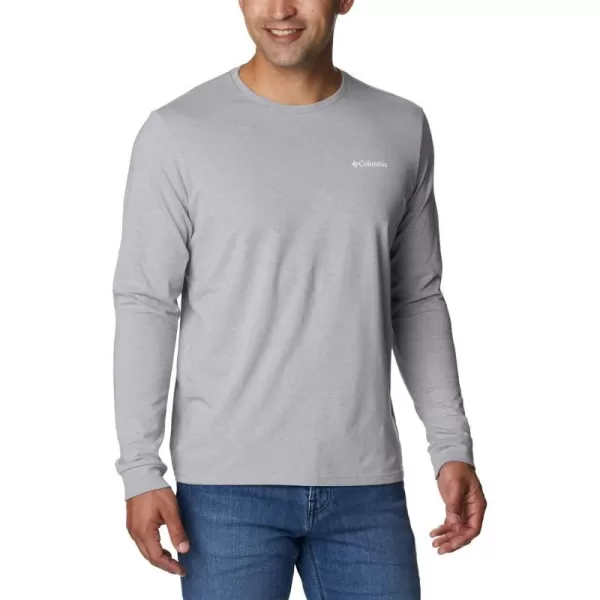 Columbia Mens Rockaway River Graphic Long Sleeve TeeColumbia Grey HeatherWhite Logo