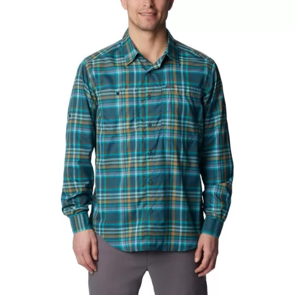 Columbia Mens Silver Ridge Utility Lite Plaid LsNight Wave Dispearsed Plaid