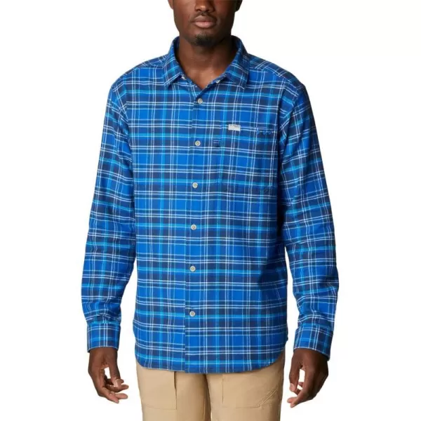 Columbia Mens Slack Tide Flannel Long SleeveBlue Macaw Multi Plaid