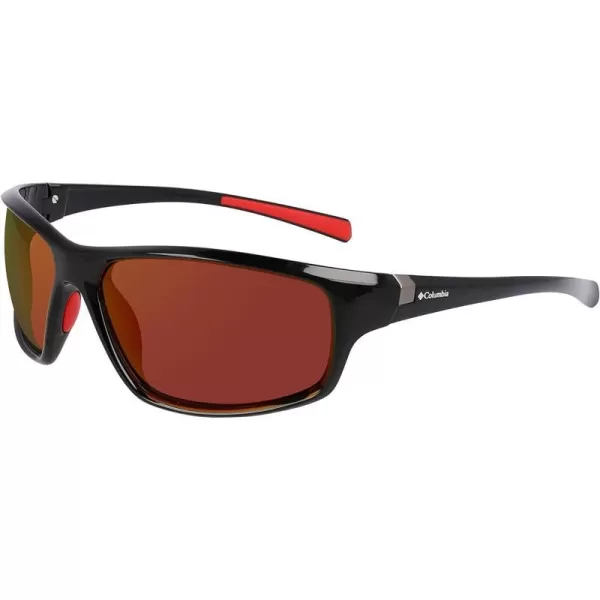 Columbia Mens Slick Creek Rectangular SunglassesShiny Black amp RedOrange Revo