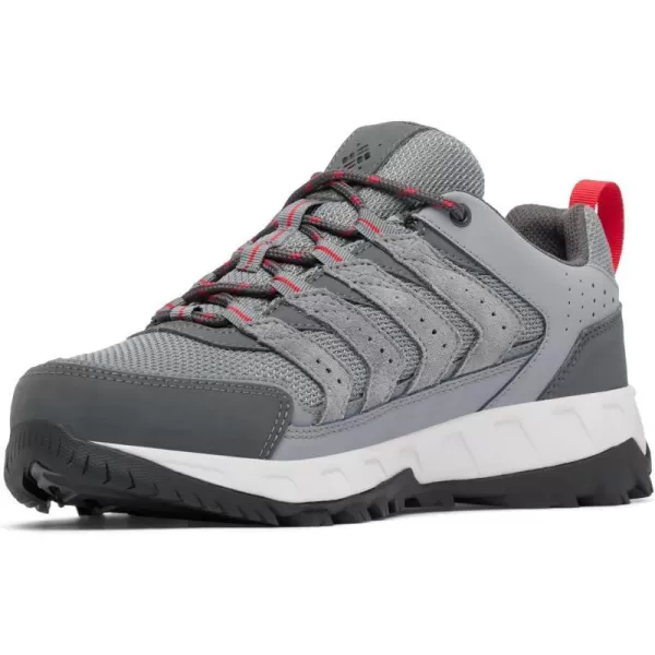 Columbia Mens Strata Trail Low Waterproof Hiking ShoeTitanium Grey SteelMountain Red