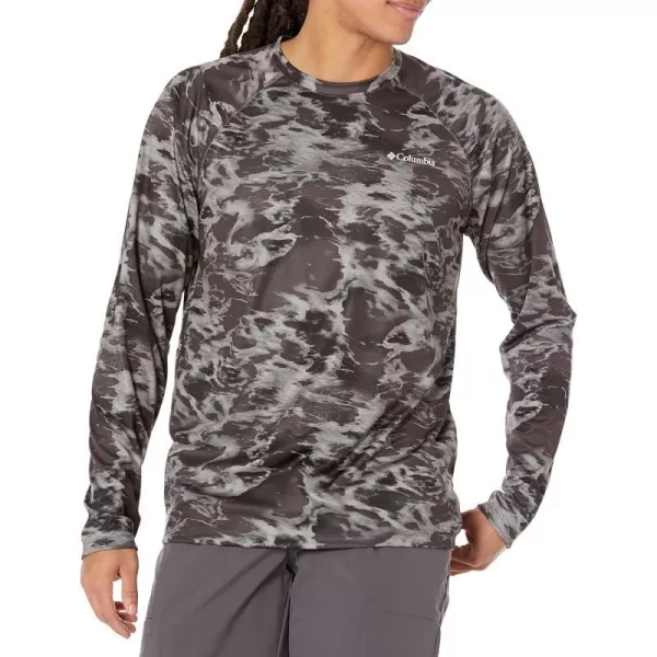 Columbia Mens Summerdry Printed Long SleeveBlack Natureal Waves