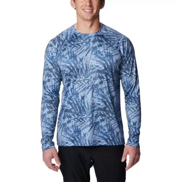 Columbia Mens Summerdry Printed Long SleeveBluestone Dye Palms Tonal