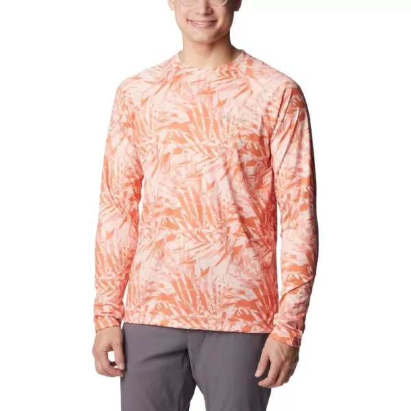 Columbia Mens Summerdry Printed Long SleeveDesert Orange Dye Palms Tonal