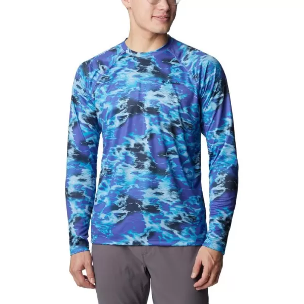 Columbia Mens Summerdry Printed Long SleevePurple Lotus Natureal Waves