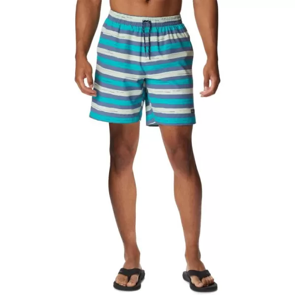 Columbia Mens Summertide Stretch Printed ShortBright Aqua Marker Stripe