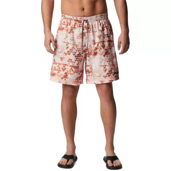 Columbia Mens Summertide Stretch Printed ShortDesert Orange Distant Peaks