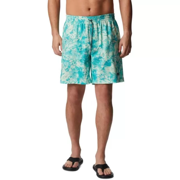 Columbia Mens Summertide Stretch Printed ShortIce Green Sketchy Paradise