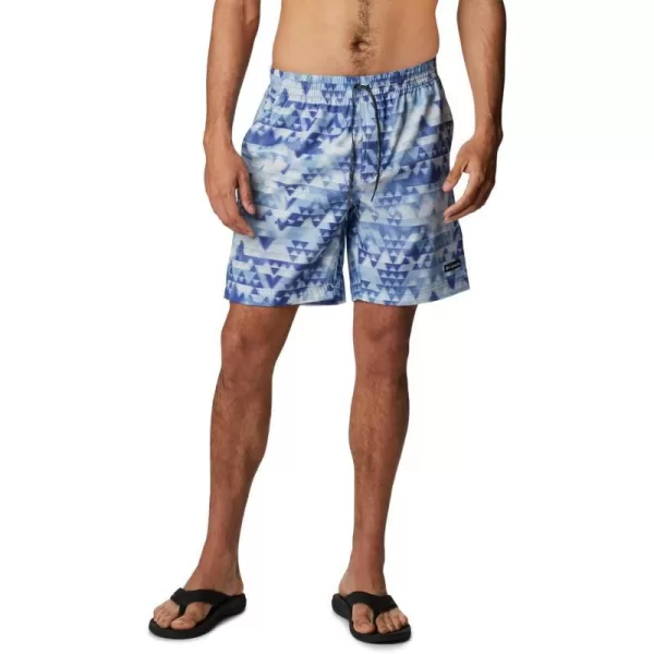 Columbia Mens Summertide Stretch Printed ShortPurple Lotus Distant Peaks