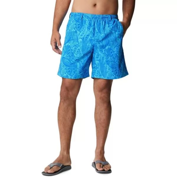 Columbia Mens Super Backcast Water ShortBlue Macaw Crosshatched Tuna Print