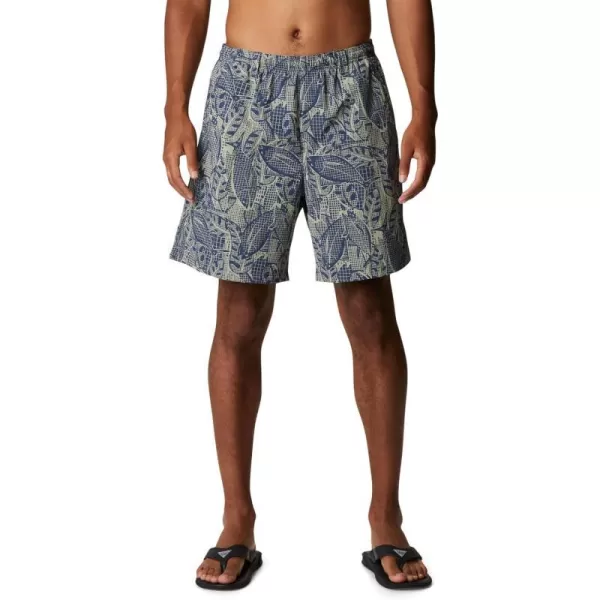 Columbia Mens Super Backcast Water ShortCarbon Crosshatched Tuna Print