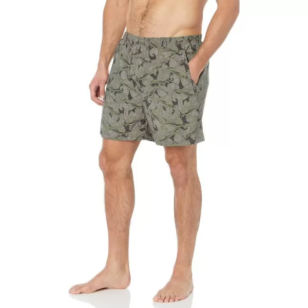 Columbia Mens Super Backcast Water ShortCity Grey Fish Wave Print