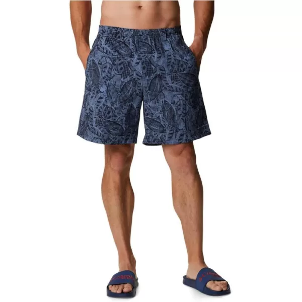 Columbia Mens Super Backcast Water ShortCollegiate Navy Crosshatched Tuna Print