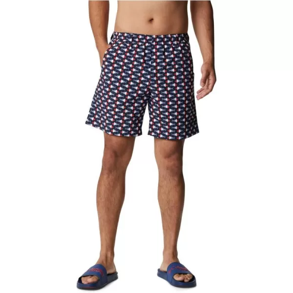 Columbia Mens Super Backcast Water ShortCollegiate Navy Fish Bobber Print