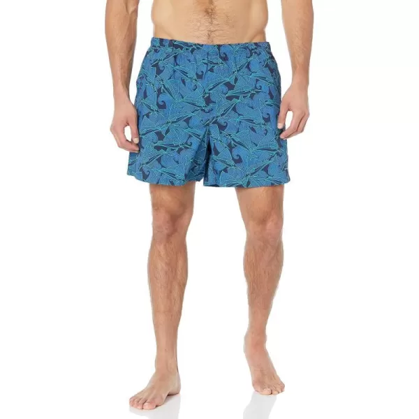 Columbia Mens Super Backcast Water ShortCollegiate Navy Fish Wave Print