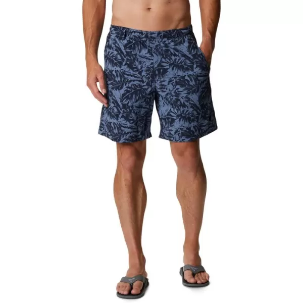 Columbia Mens Super Backcast Water ShortCollegiate Navy Hawaiian Throwback Print