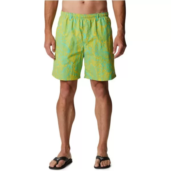 Columbia Mens Super Backcast Water ShortElectric Turquoise Crosshatched Tuna Print