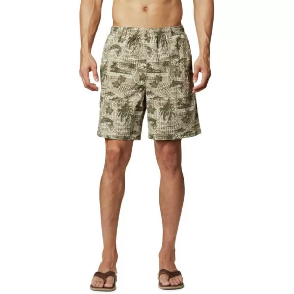 Columbia Mens Super Backcast Water ShortFossil Polynesian Print