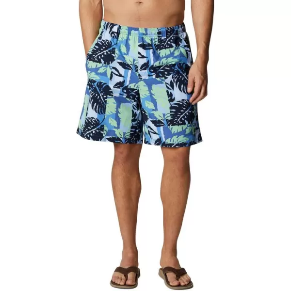 Columbia Mens Super Backcast Water ShortHarbor Blue Block Palms Print