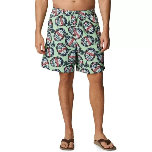 Columbia Mens Super Backcast Water ShortLime Glow Holiday Spirits Print