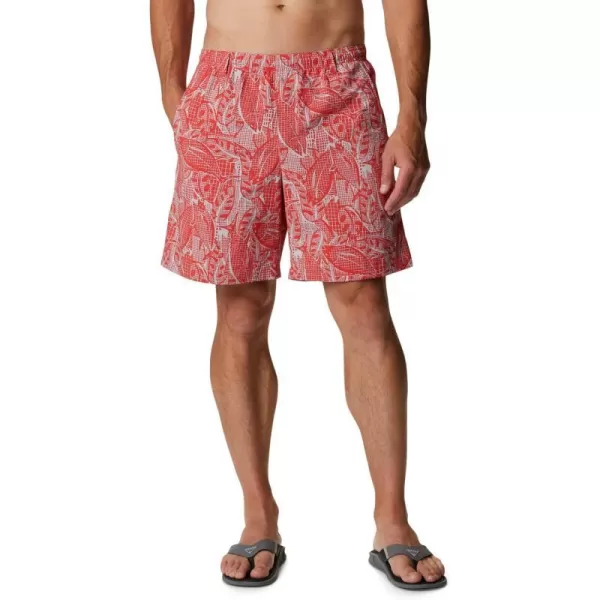 Columbia Mens Super Backcast Water ShortRed Hibiscus Crosshatched Tuna Print