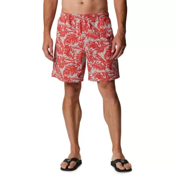 Columbia Mens Super Backcast Water ShortRed Hibiscus Hawaiian Throwback Print