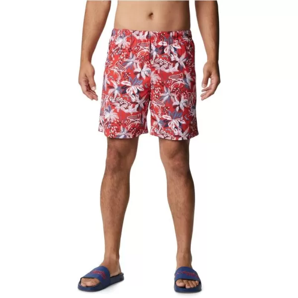 Columbia Mens Super Backcast Water ShortRed Spark Fireworks Fish Print