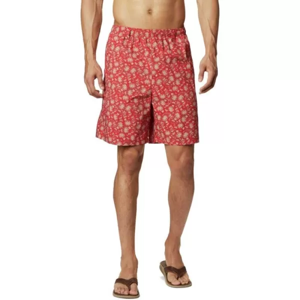 Columbia Mens Super Backcast Water ShortRed Spark Marlin Palms Print